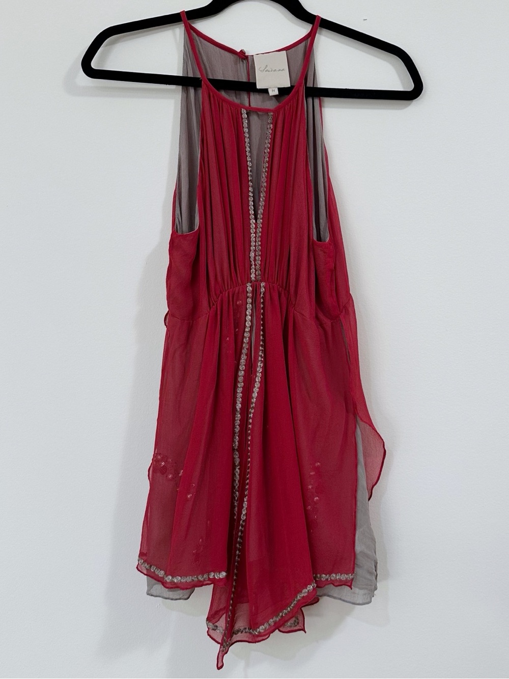 Anthropologie Saivana Halter Sleeveless Silk Red Top Size Medium